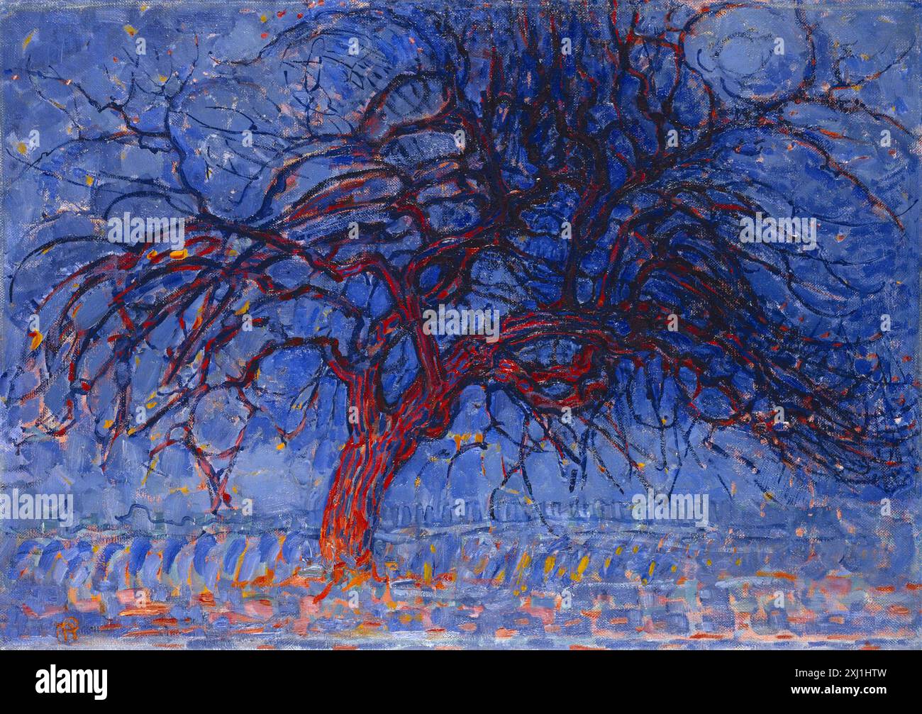 Piet Mondrian, sera; albero Rosso (Avond; De rode boom), 1908–1910, olio su tela, 70 x 99 cm, Gemeentemuseum Den Haag Piet Mondrian Foto Stock