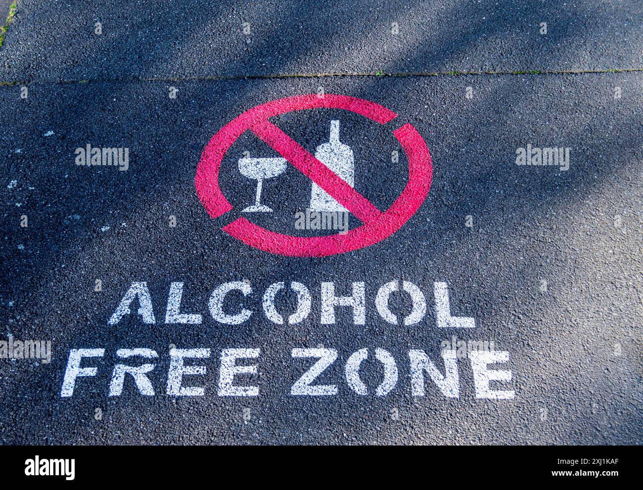 Cartello di divieto zona priva di alcool, Wellington, nuova Zelanda Foto Stock