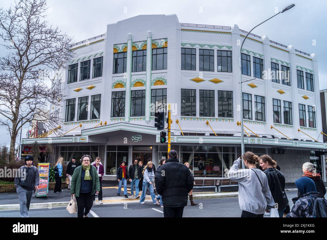 Ex Patrick's Drapers, ora un ristorante in stile Art Deco di Atkins & Mitchell, 1930, 191-195 Cuba Street, Wellington, nuova Zelanda Foto Stock