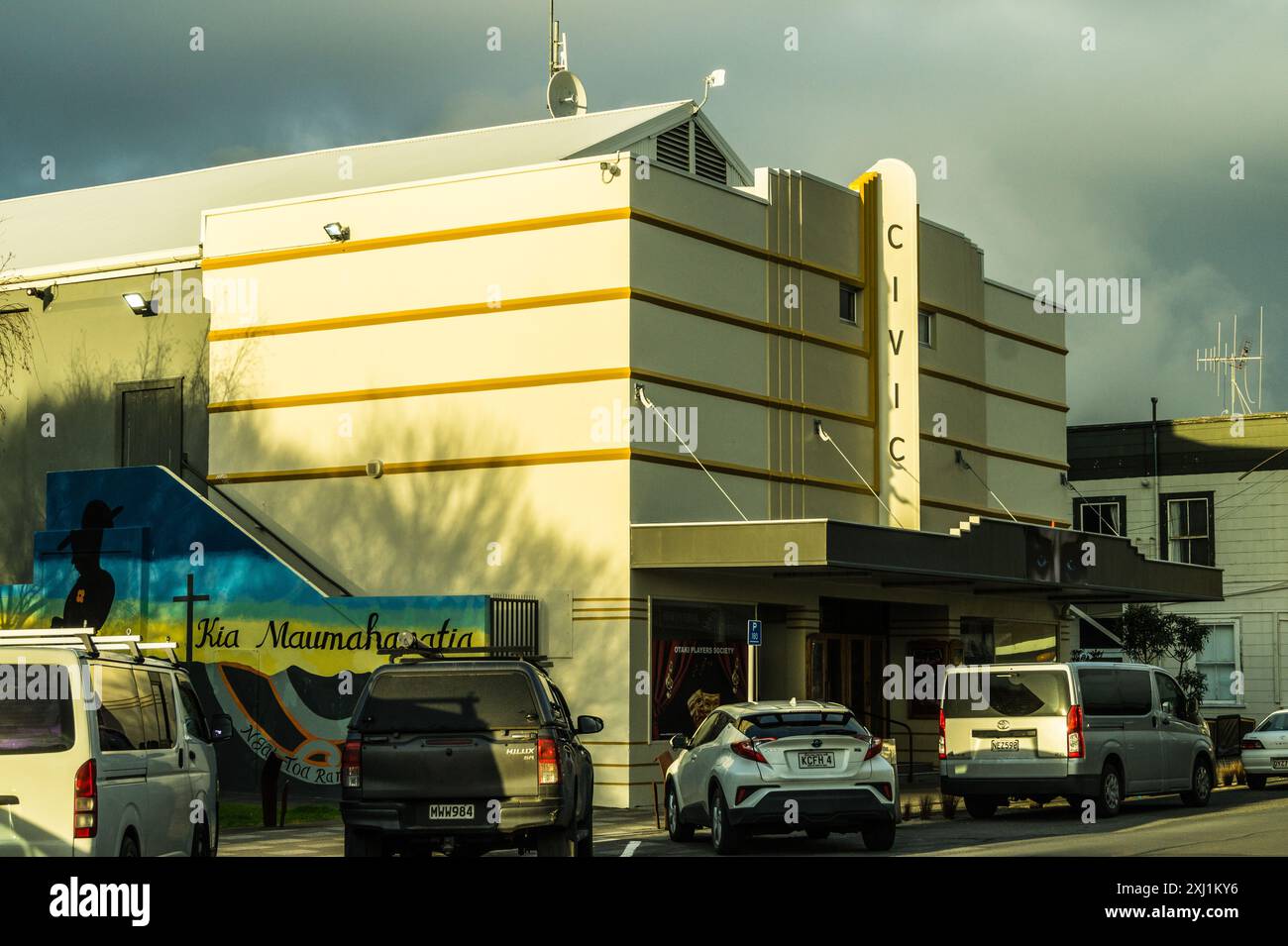 Teatro civico e cinema, stile Art Deco, Otaki, nuova Zelanda Foto Stock
