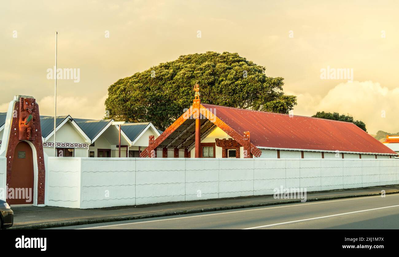 Raukawa marae, Māori Meeting Ground, Ōtaki, Isola del Nord, Nuova Zelanda Foto Stock