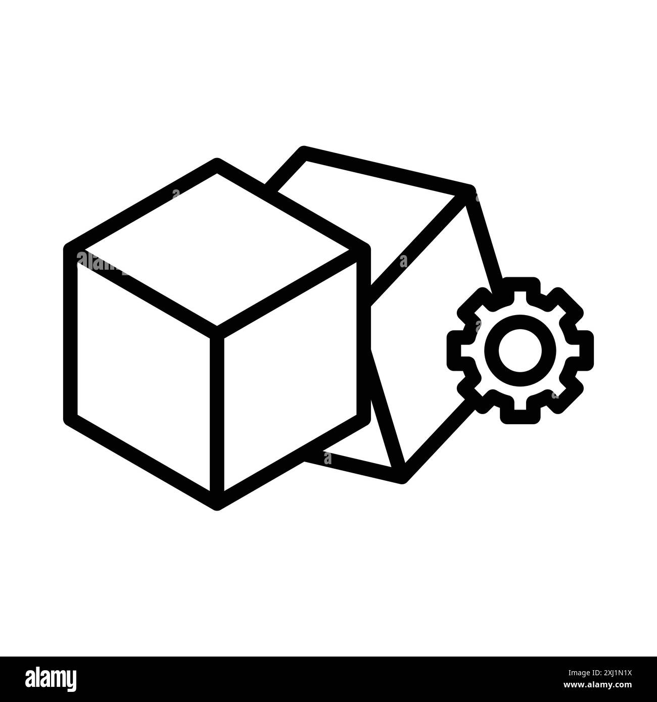 icona di gestione logistica, set di marchi lineari in bianco e nero per il web Illustrazione Vettoriale