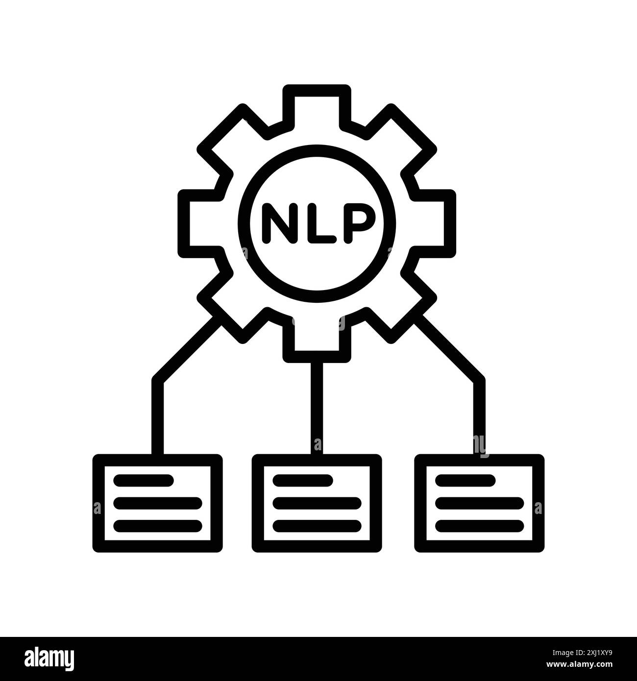Collezione NLP Icon logo lineare in bianco e nero per il Web Illustrazione Vettoriale
