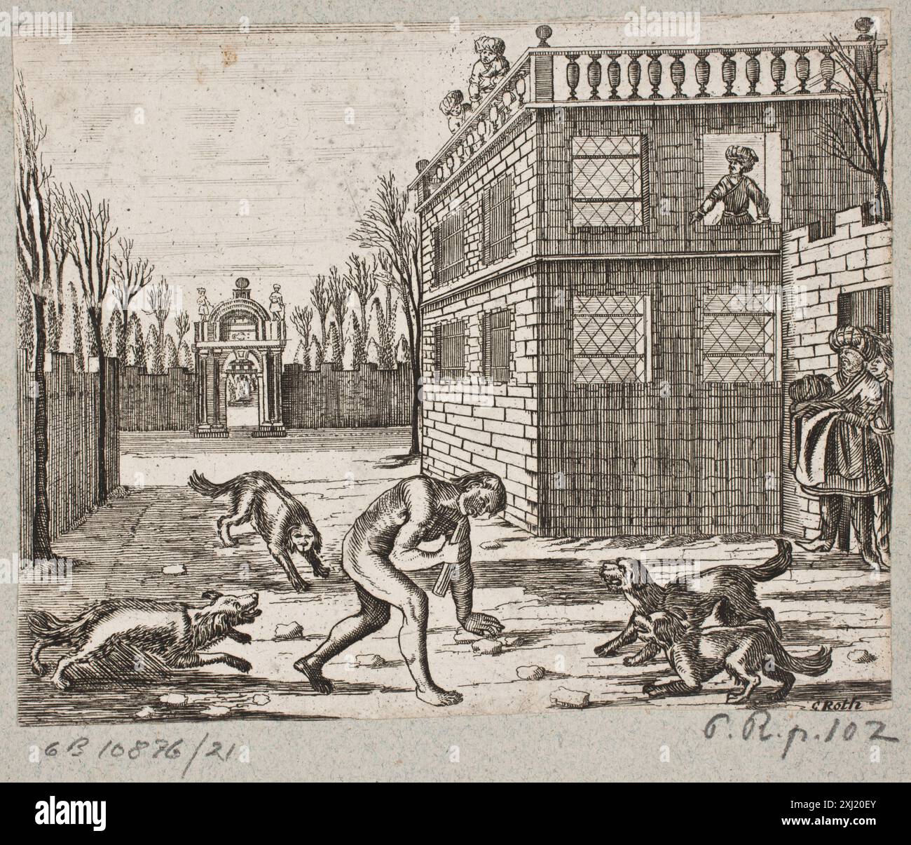 1660 l'incisione in rame di Christian Rothgiesser illustra il poeta persiano Saadi sulla base del racconto di Adam Olearius, elencato nelle incisioni, incisioni e incisioni in legno tedesche di Hollstein 1400-1700. Foto Stock