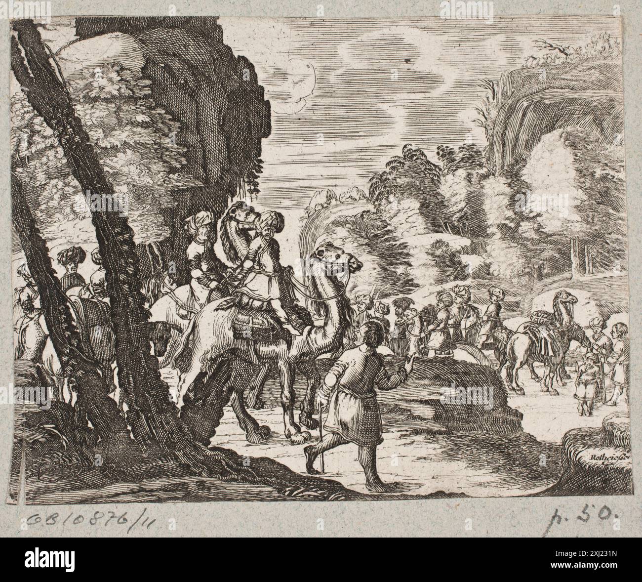 Incisione in rame di Christian Rothgiesser (1600-1659), che illustra il testo di Adam Olearius sul poeta persiano Saadi, creato nello Schleswig nel 1660, incluso nelle incisioni, incisioni e xilografie tedesche di Hollstein 1400-1700 (vol. XXXVI). Foto Stock