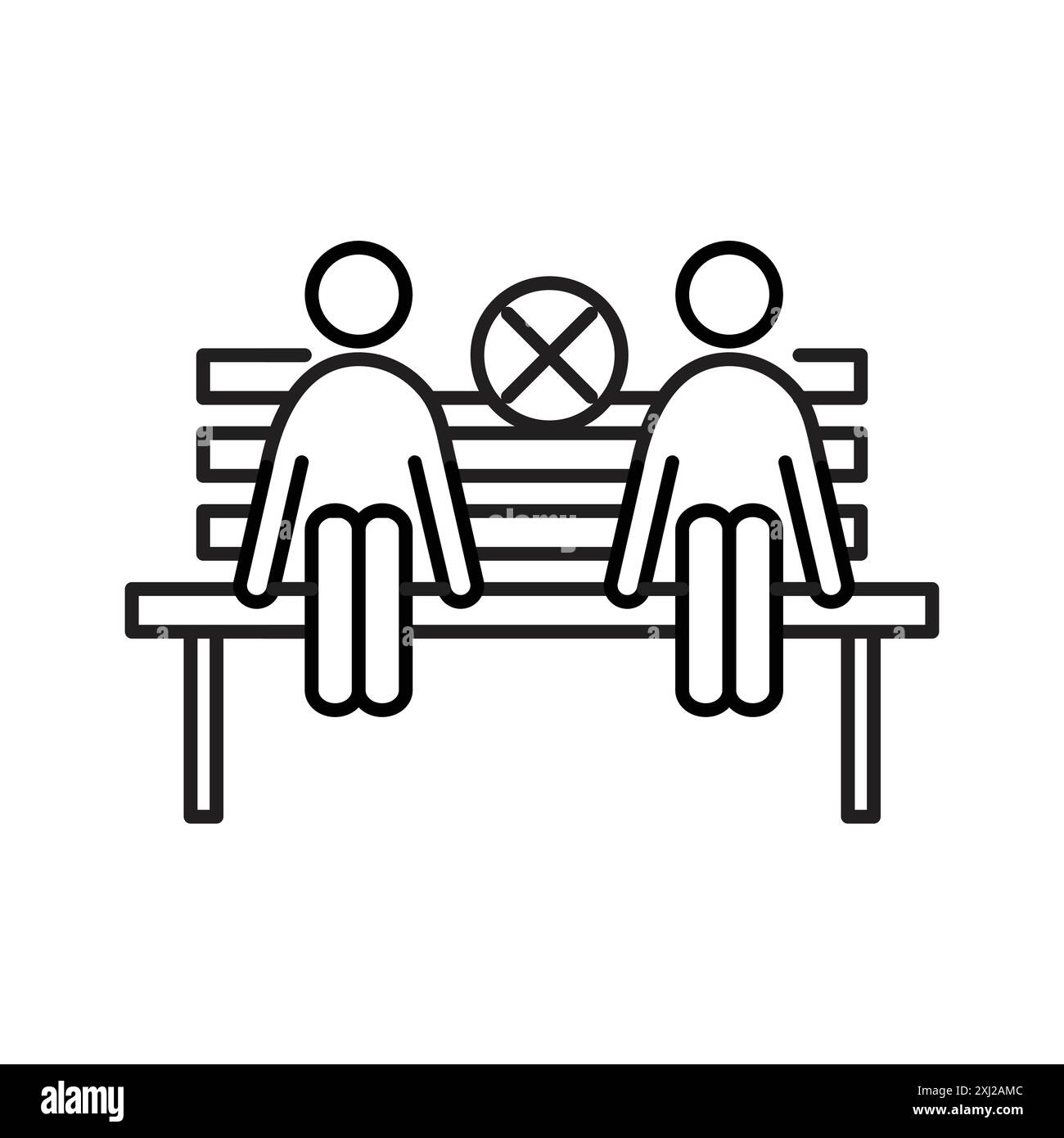Icona seduta distanziata sociale Set di marchi con logo lineare in bianco e nero per il Web Illustrazione Vettoriale