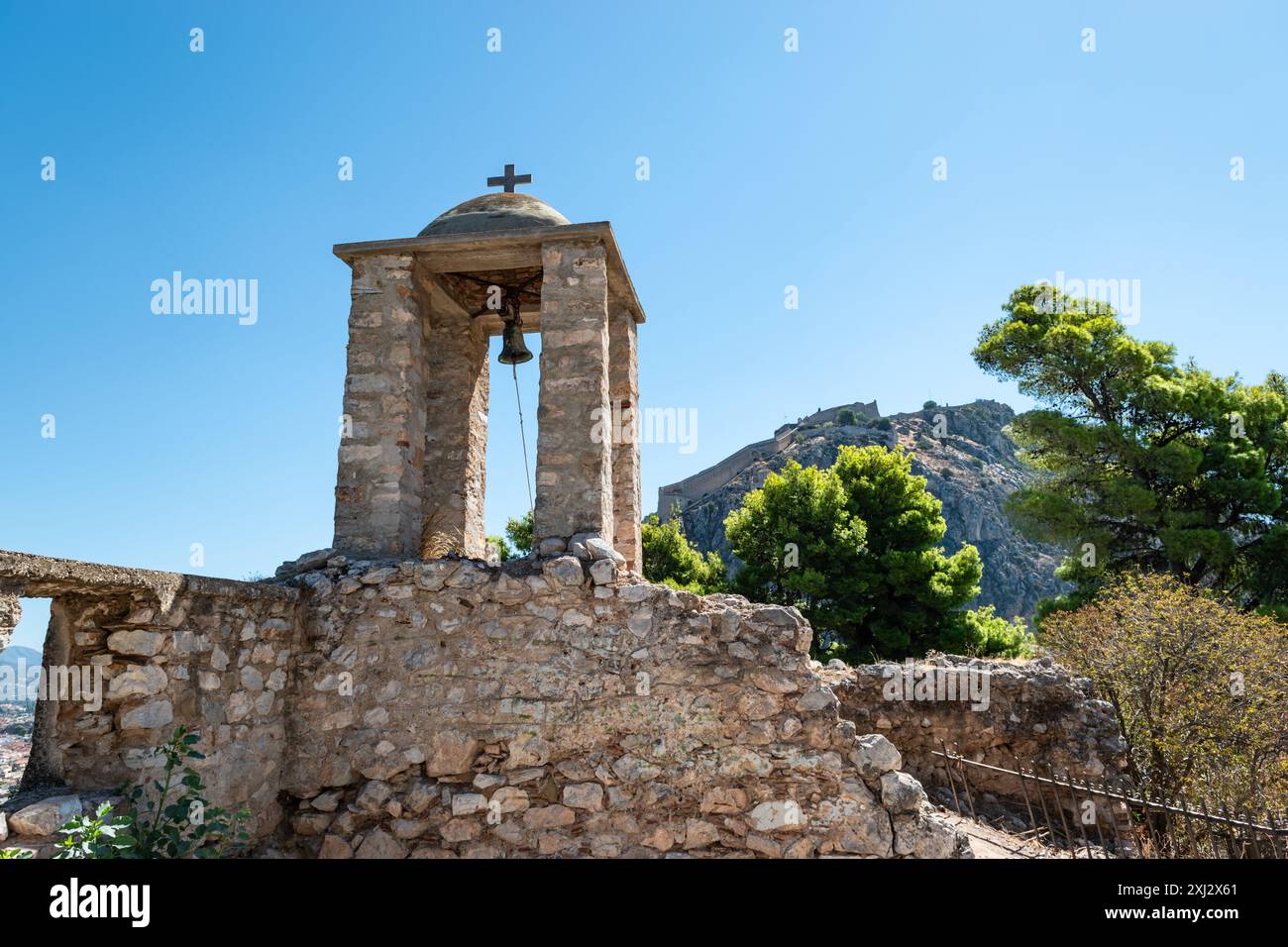 Torre campanaria della fortezza di Palamidi, Nauplia, Grecia. Foto Stock