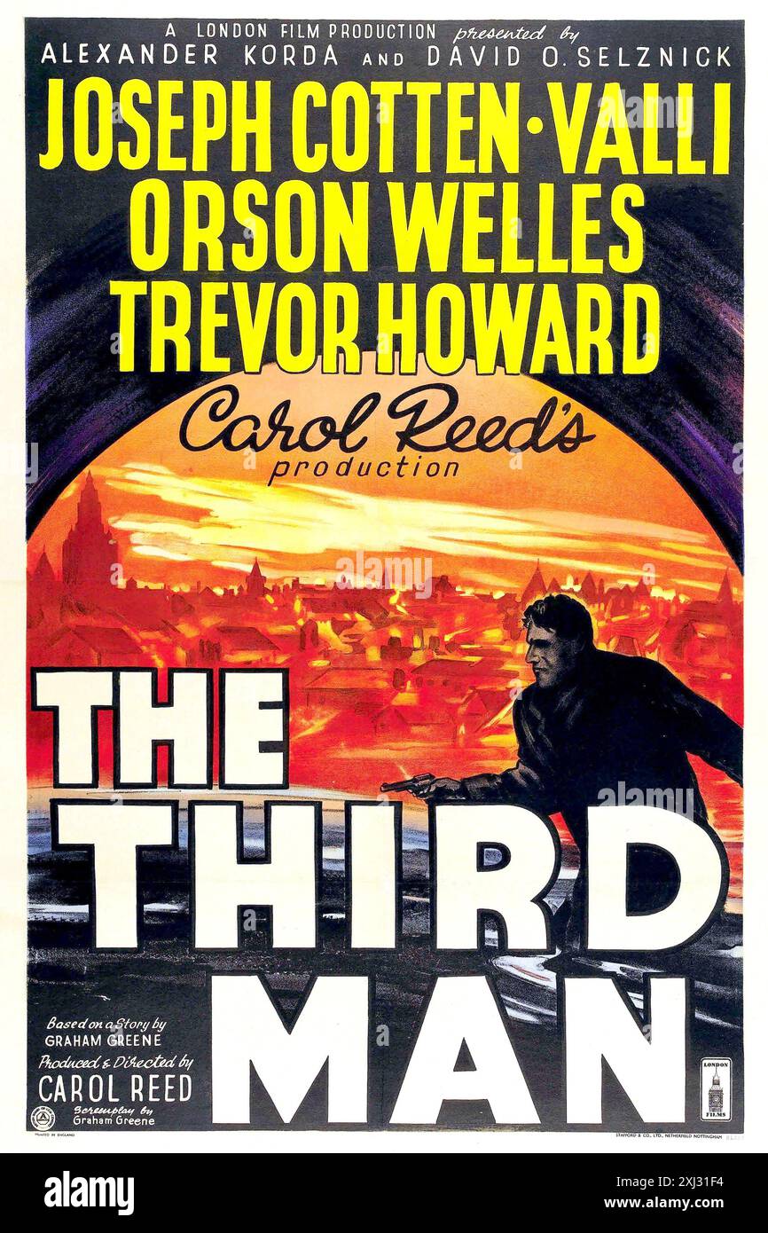 Il terzo uomo. Poster del film "il terzo uomo" diretto da Carol Reed e interpretato da Joseph Cotton e Orson Welles Foto Stock