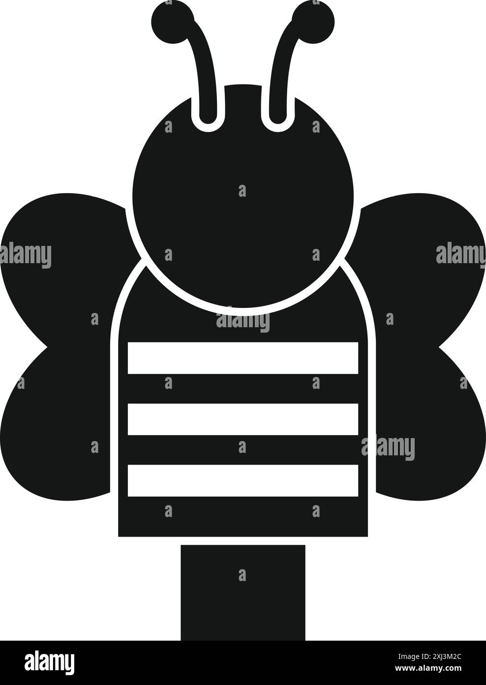 Ape cartoni animati in bianco e nero in piedi su una piattaforma con grandi occhi rotondi e corpo a strisce Illustrazione Vettoriale