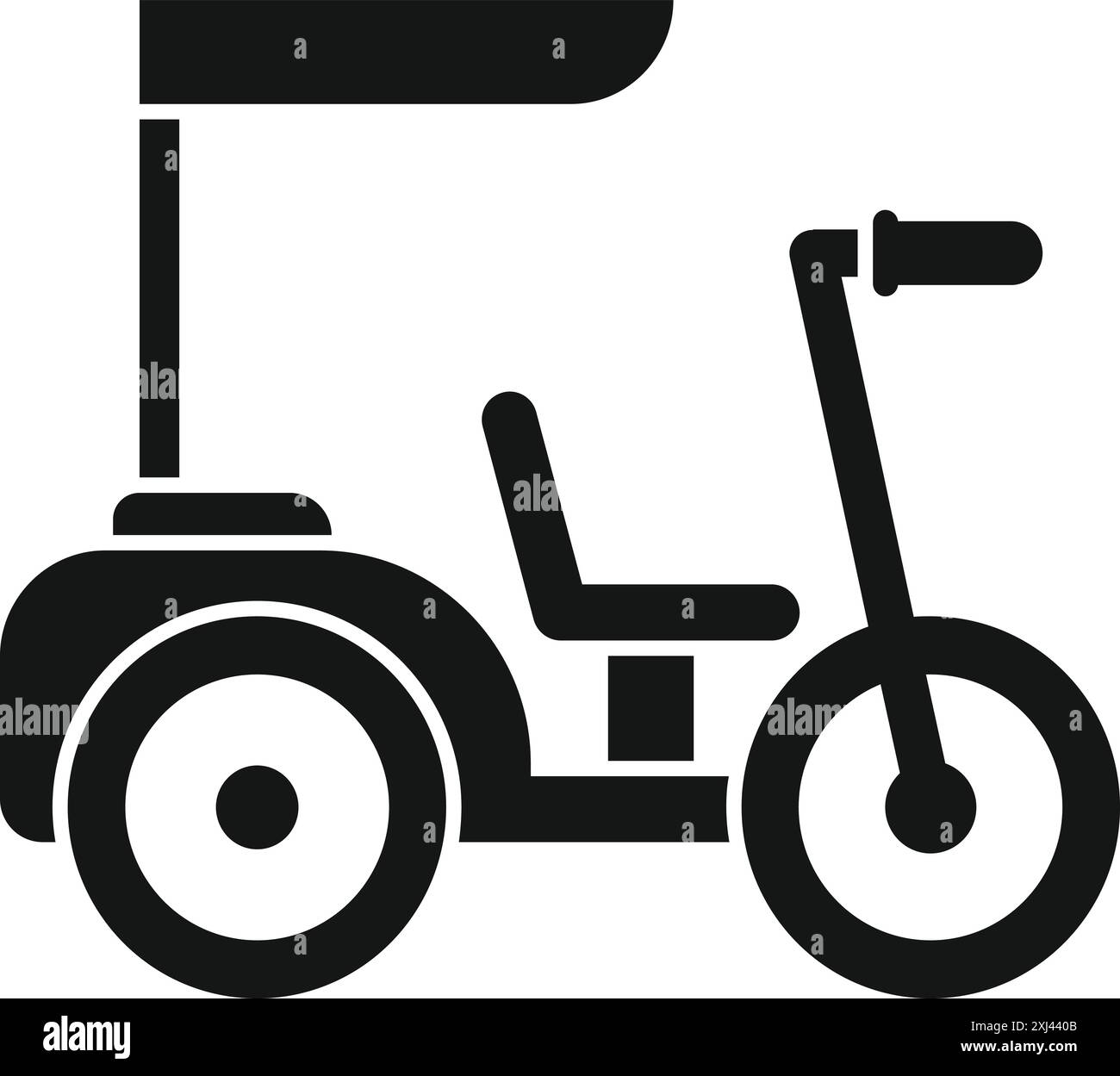 Semplice icona di un golf cart in attesa di essere utilizzato per viaggiare sul green Illustrazione Vettoriale