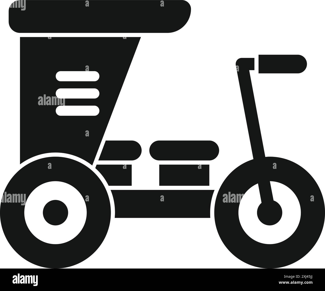 Icona nera di un risciò cicloturistico che garantisce un trasporto ecologico Illustrazione Vettoriale