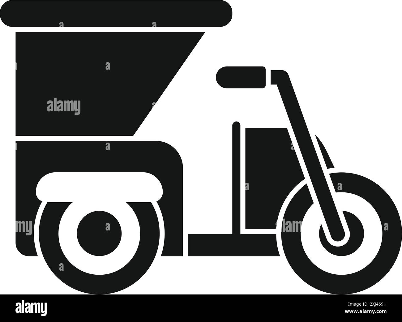 Semplice icona del taxi per moto che rappresenta una forma comune di trasporto in asia Illustrazione Vettoriale