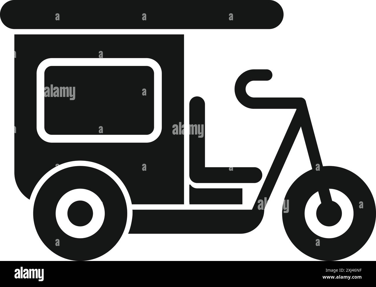 Semplice icona che rappresenta un triciclo asiatico, un modo tradizionale di trasporto pubblico Illustrazione Vettoriale