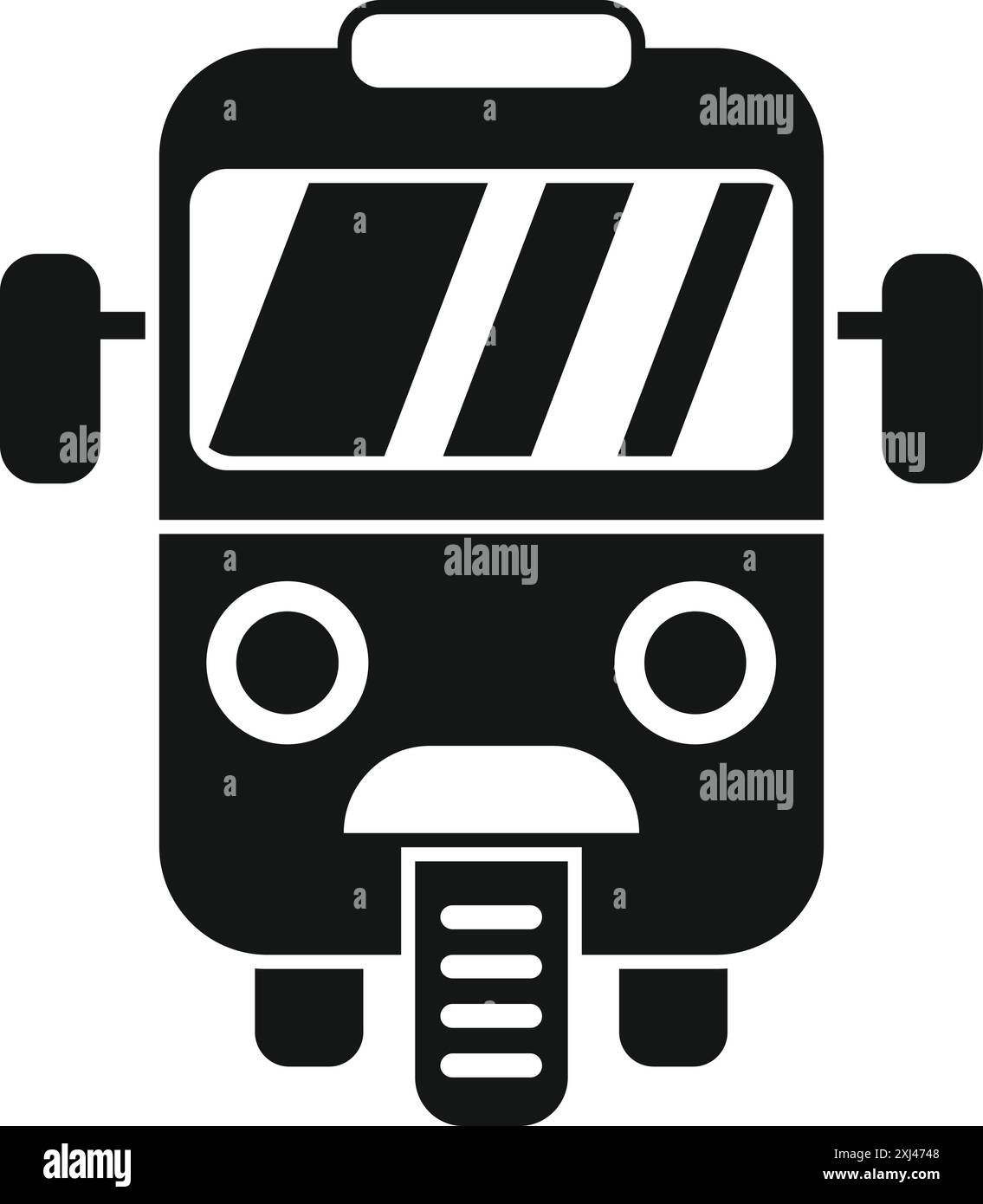 Questa icona in bianco e nero raffigura un taxi tuk tuk asiatico, una forma comune di trasporto urbano Illustrazione Vettoriale