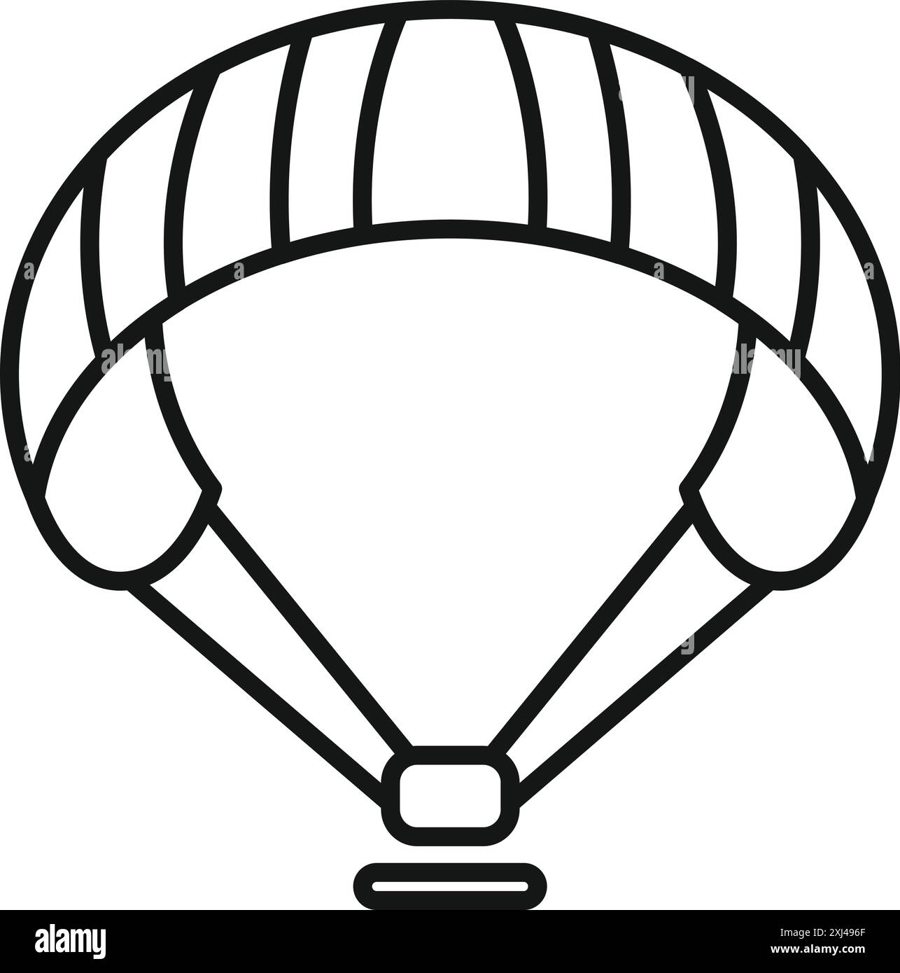 Semplice illustrazione in bianco e nero di un paracadute aperto pronto per il parapendio Illustrazione Vettoriale