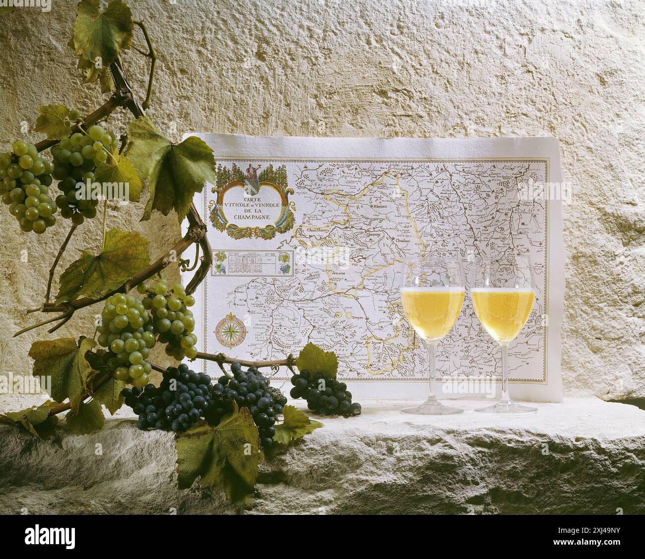 Cartina della zona Champagne Foto Stock