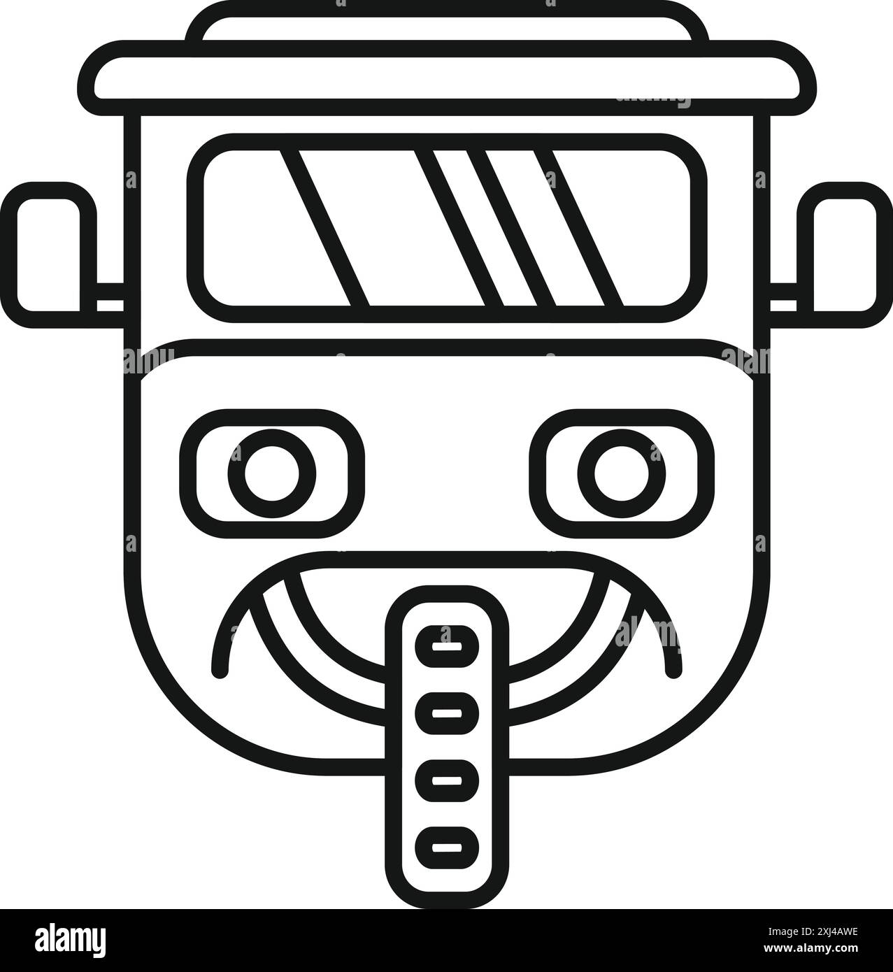 Semplice disegno di un taxi motociclistico, che si trova spesso nei paesi del sud-est asiatico, guardando dritto avanti Illustrazione Vettoriale