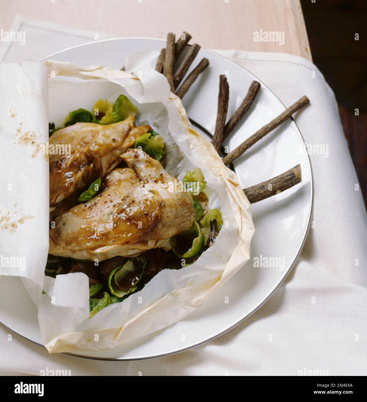 Papillote di fagiano e liquirizia Foto Stock