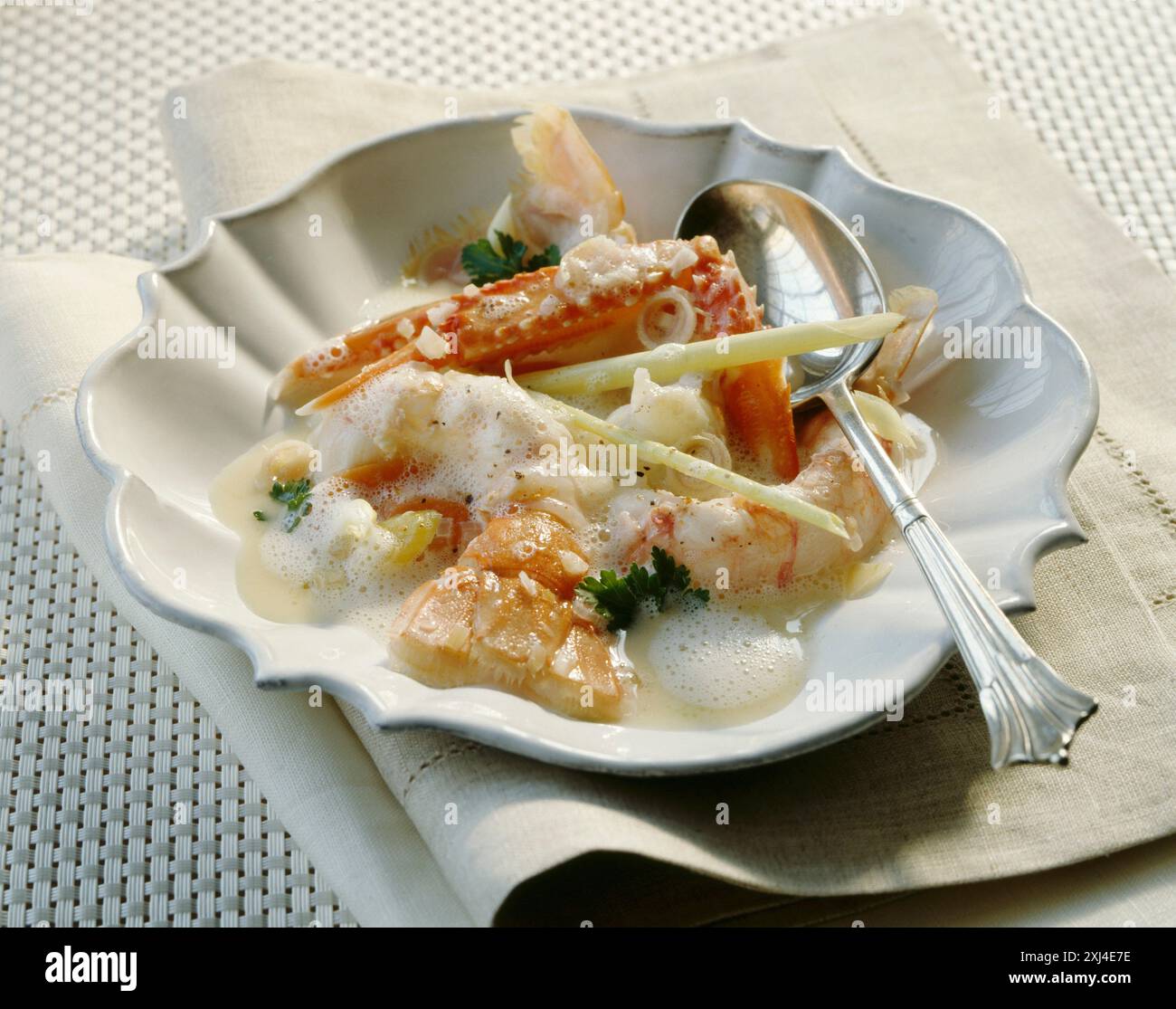 Gamberi della baia di Dublino e zuppa di citronella Foto Stock Gamberi della baia di Dublino e zuppa di citronella Foto Stock