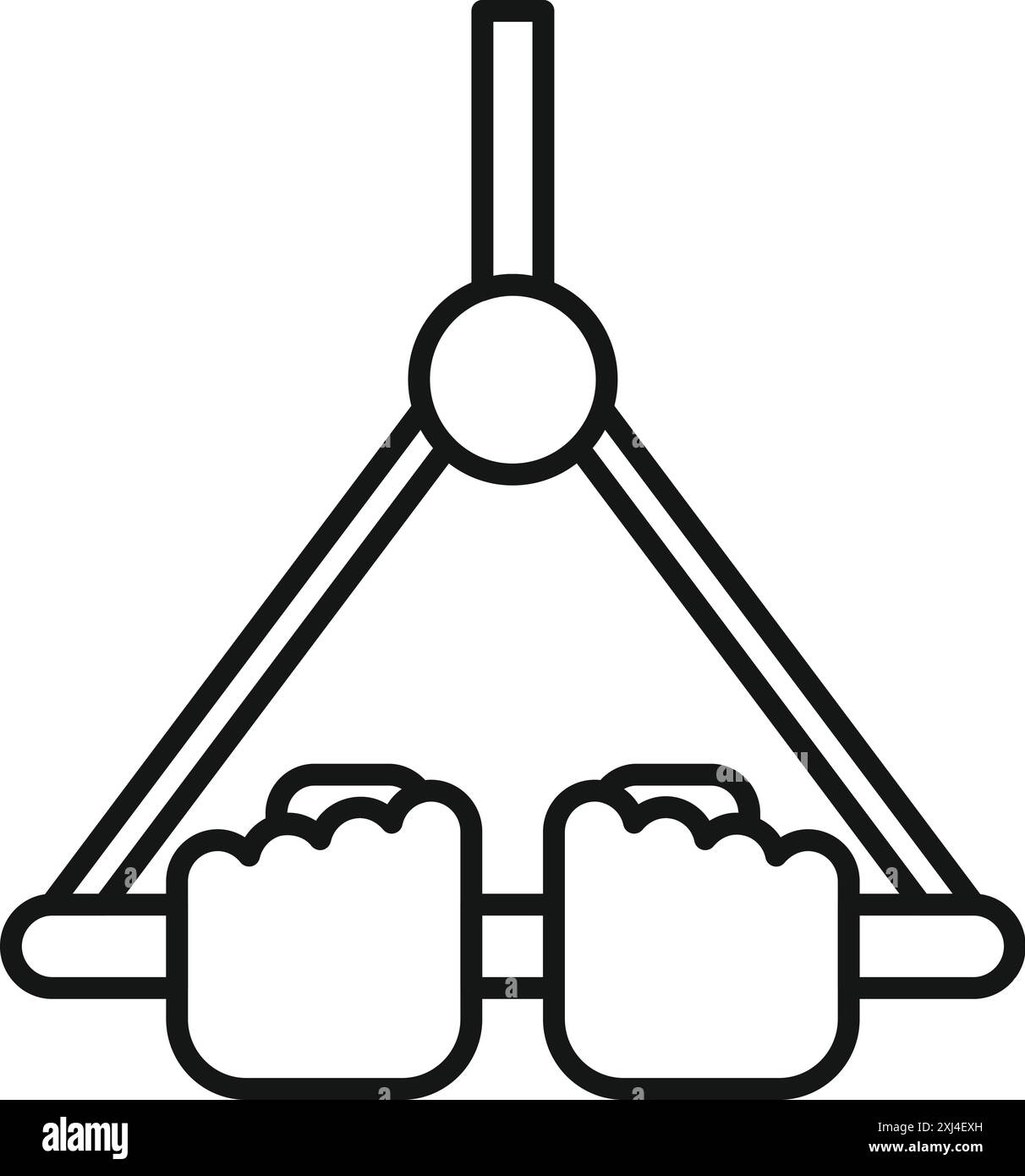 La giostrina per bambini con giocattoli sospesi sta sviluppando la vista del neonato, aiutando la percezione di forma e colore Illustrazione Vettoriale