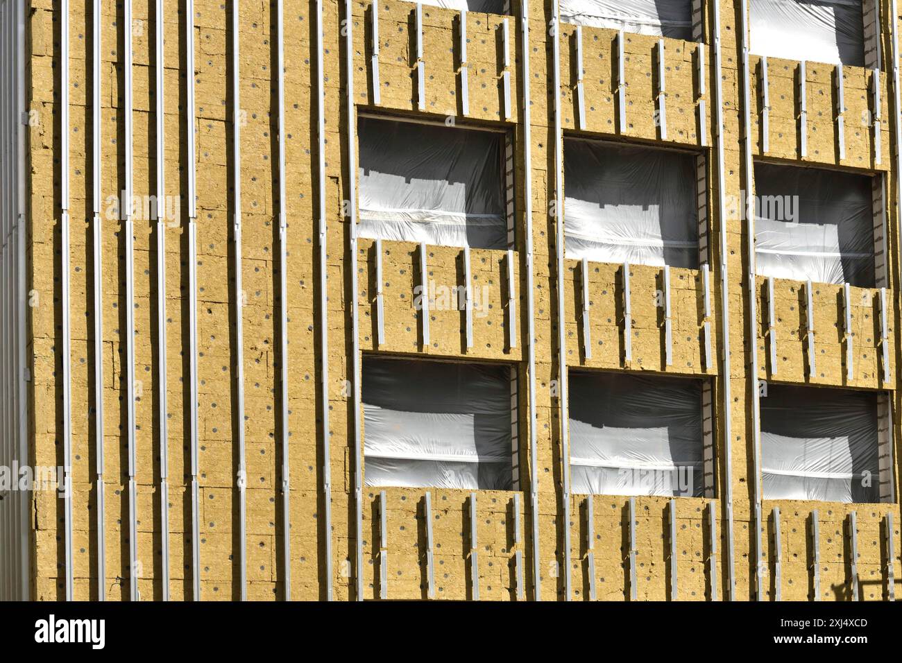 Isolamento parete esterna con lana minerale Foto Stock