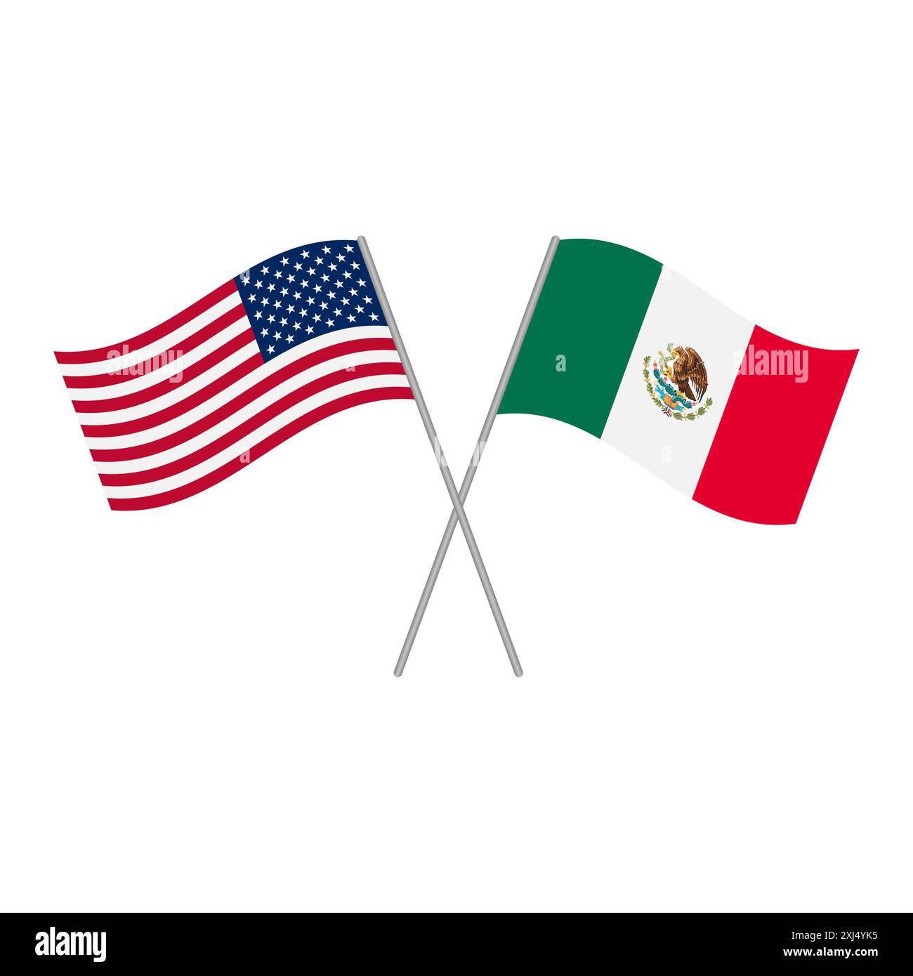 Bandiere degli Stati Uniti d'America e del Messico Illustrazione Vettoriale