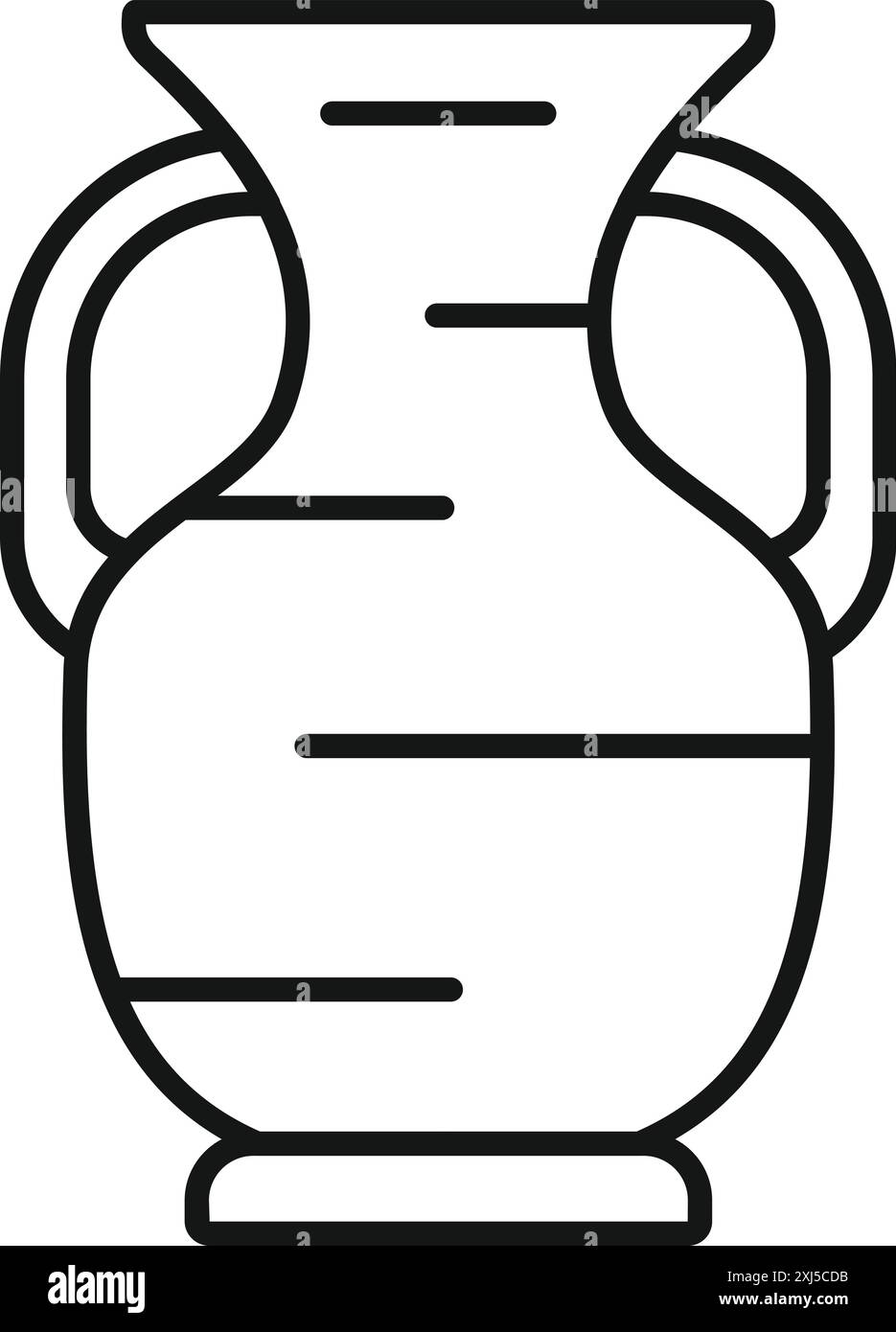 Semplice disegno lineare di una classica anfora greca, un recipiente in ceramica utilizzato per conservare e trasportare liquidi in tempi antichi Illustrazione Vettoriale
