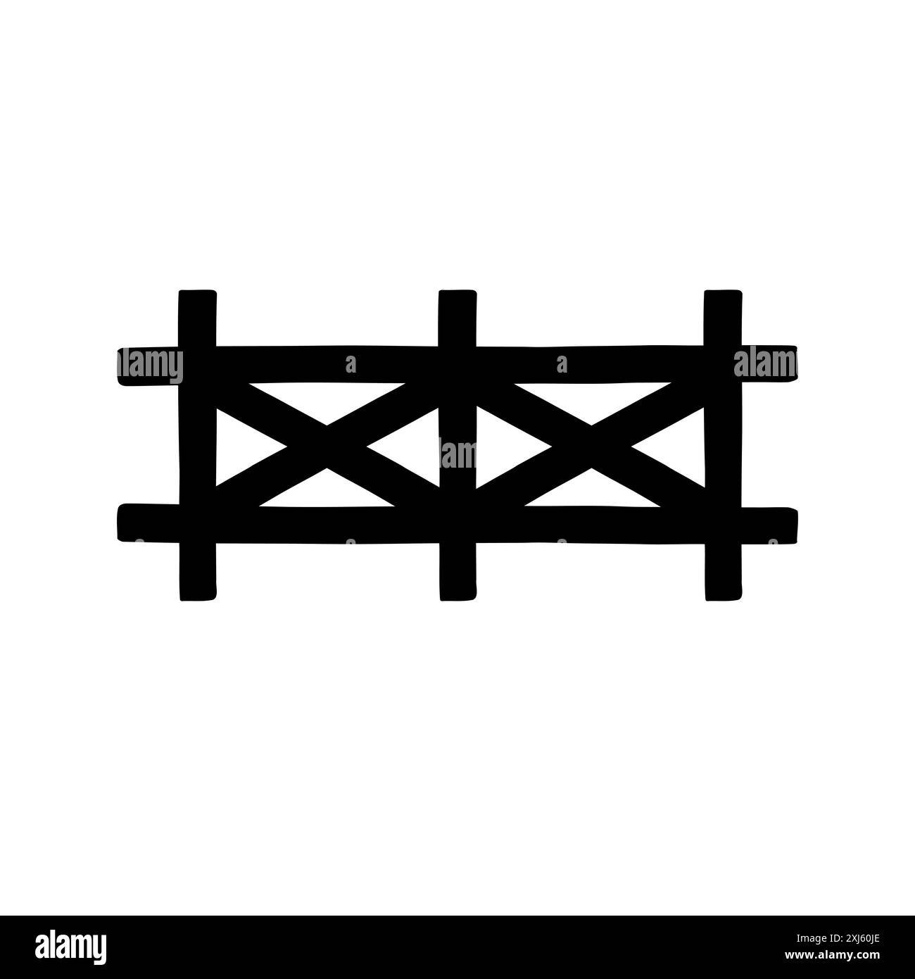 Sagoma della recinzione disegnata a mano vettoriale isolata su sfondo bianco Illustrazione Vettoriale