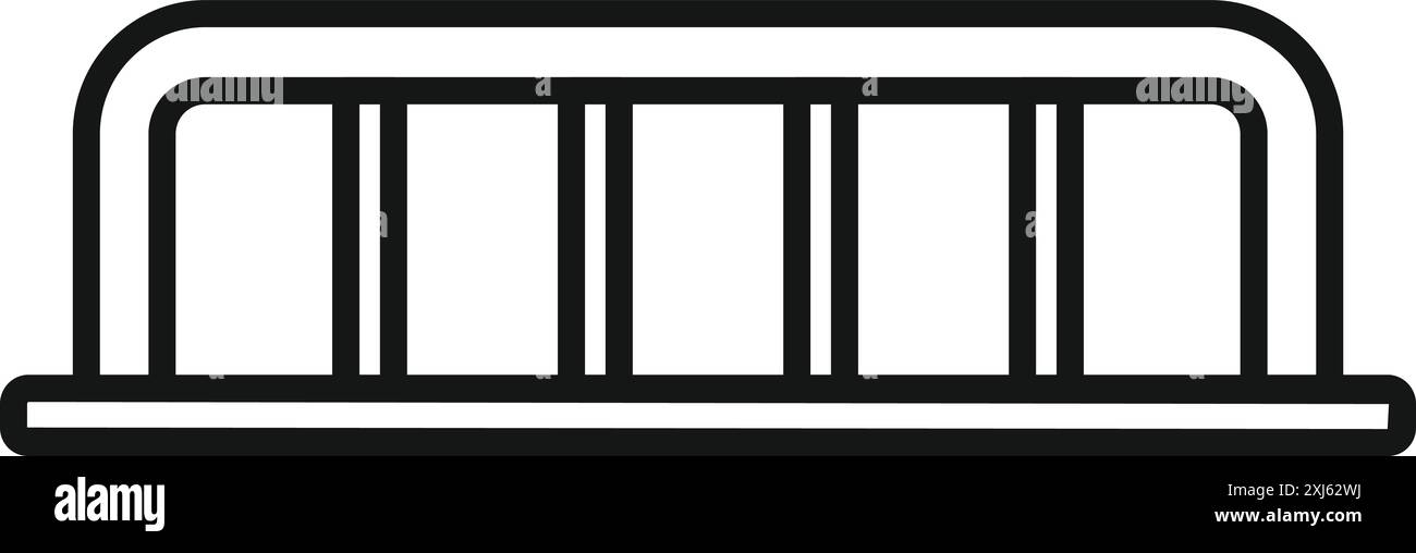Disegno in linea di un ponte pedonale che attraversa una strada, fornendo un passaggio sicuro per le persone Illustrazione Vettoriale