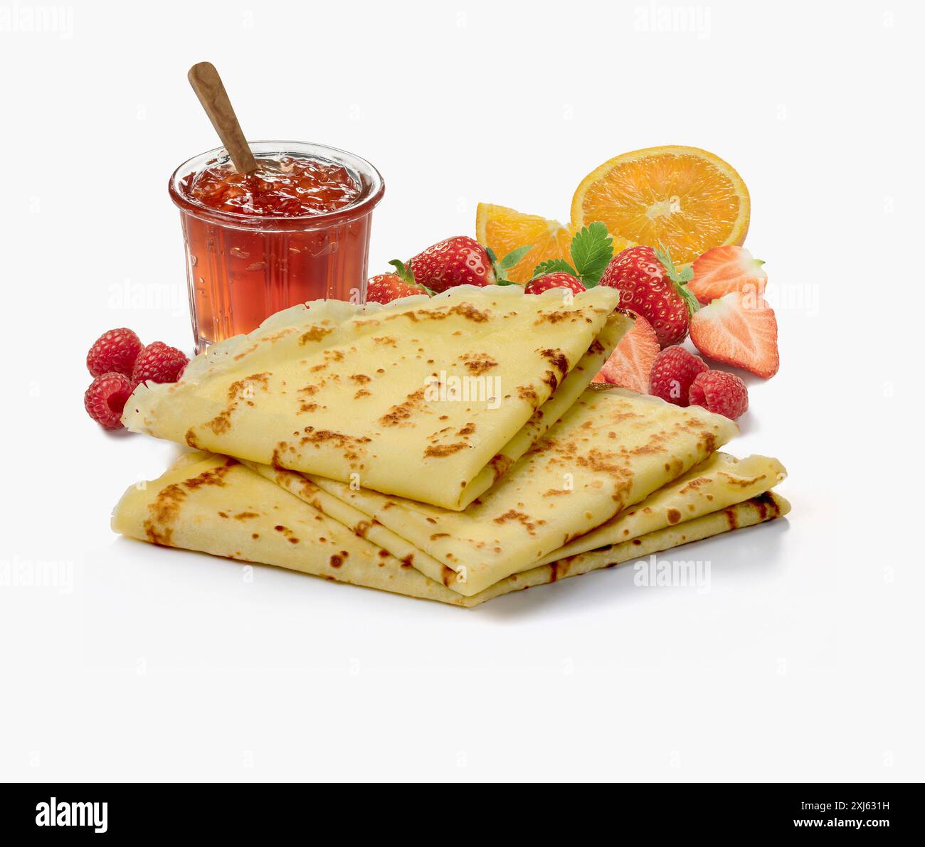 Pancake e gelatina di frutta Foto Stock