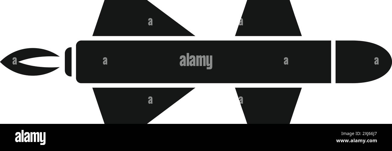 Missile tattico militare che vola in aria, lasciando una scia di fumo Illustrazione Vettoriale