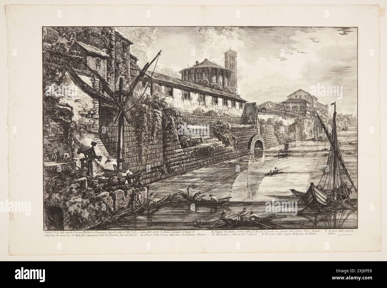 La Cloaca Maxima, la fogna anticamente chiamata bel Lido, con il Tempio Rotondo e Santa Maria in Cosmedin Piranesi, Giovanni Battista 1720 - 1778, Piranesi, Francesco 1754 - 1810 incisione, Stampa Giovanni Battista Piranesi, Henri Focillon, nr. 841, 40762, 1967. Giovanni Battista Piranesi: Le incisioni complete, John Wilton-Ely, nr. 258, 55434, 1994. Giovanni Battista Piranesi: Uno studio critico con un elenco delle sue opere pubblicate e cataloghi dettagliati delle prigioni e delle vedute di Roma, Arthur M. Hind, pp. 31-73; 78 og 82, nr. 125 i, 8013, 1922 il Cloaca Maxima, la fogna precedentemente CA Foto Stock