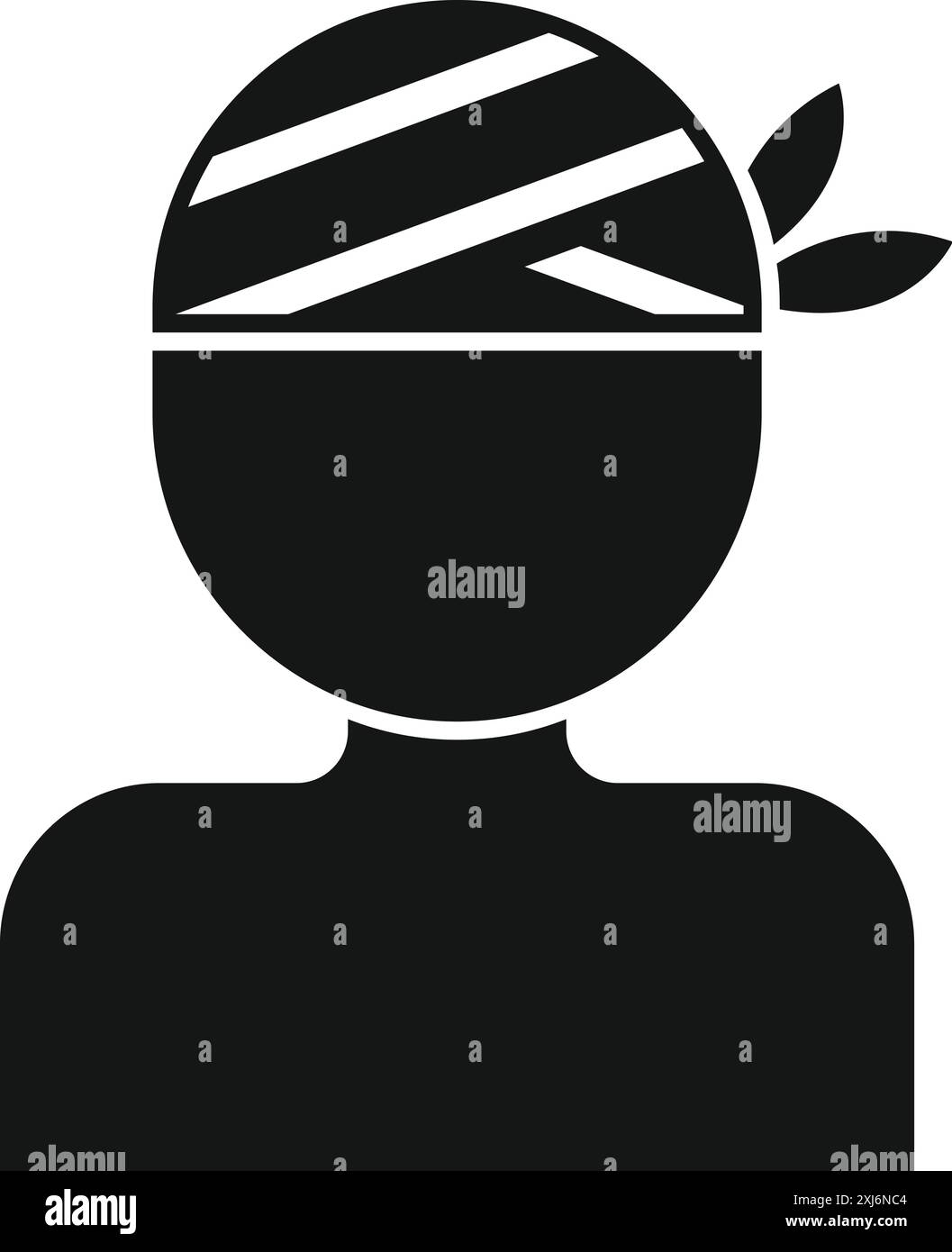 Sagoma di un paziente che si sta riprendendo da una lesione alla testa con un bendaggio Illustrazione Vettoriale