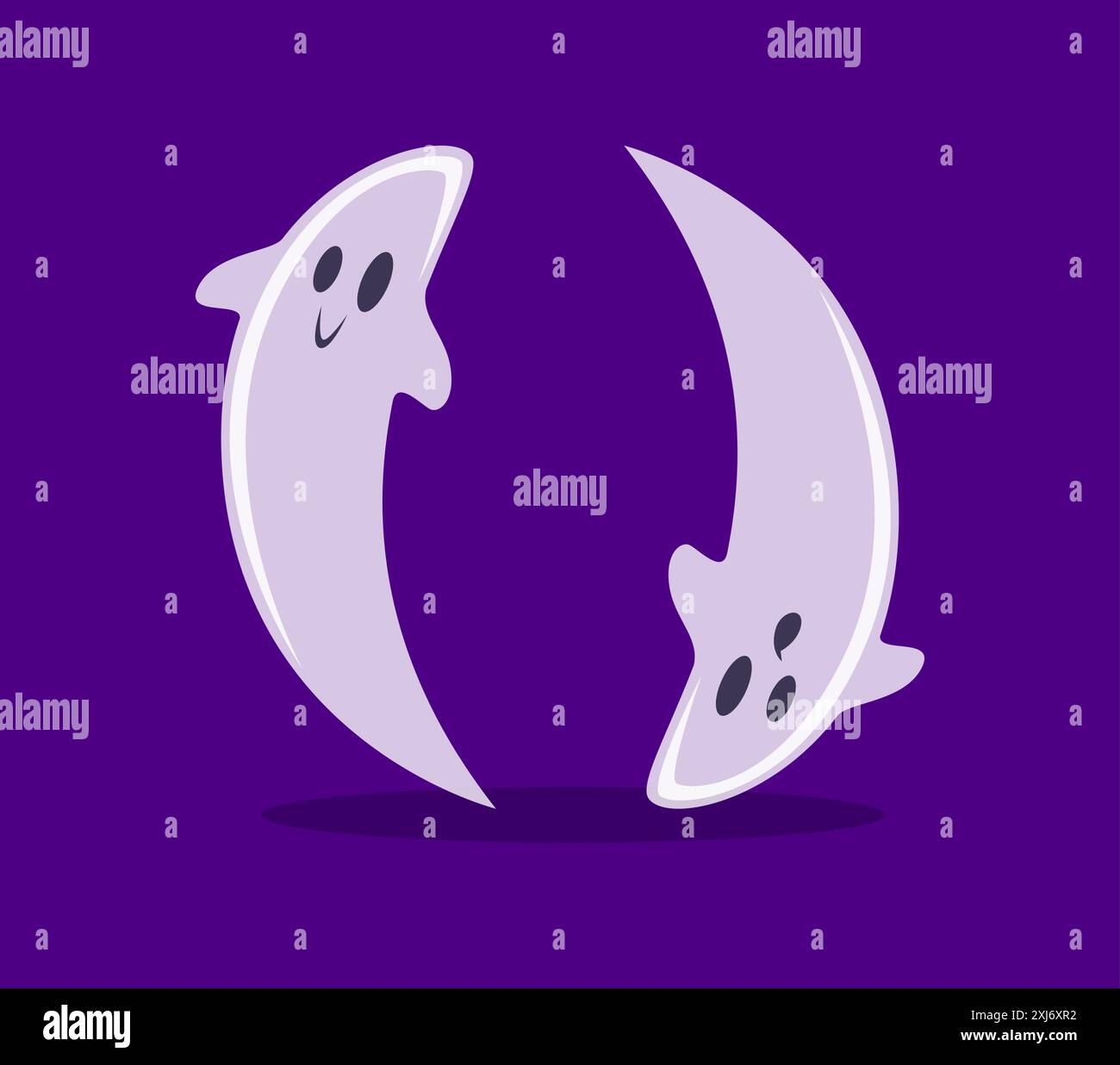 Font di Halloween, mostri fantasma o boo come parentesi per l'alfabeto horror dei cartoni animati, segni di punteggiatura vettoriale. Caratteri Halloween o parentesi di tipo ABC Illustrazione Vettoriale