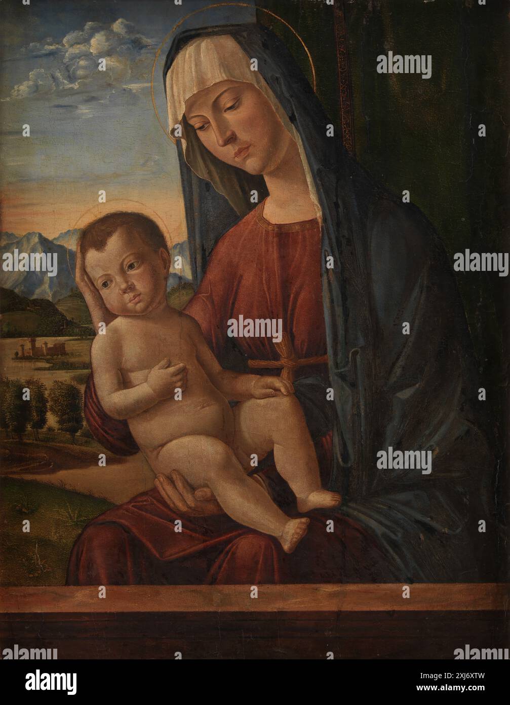 Madonna col bambino cima da Conegliano, Giovanni Battista 1458 - 1516, Girolamo di Bernardino da Udine 1506 - 1512 Pittura di immagini italiane in collezioni scandinave, George Martin Richter, p. 128 (afb, Girolamo di Bernardino), 11692, [s.a.]. Museets Tilvækst af ældre Malerkunst, Karl Madsen, 119f (afb.), 15621, 1926. Italian Paintings and sculpture in Denmark, Harald Olsen, p. 64, afb. planche XVIIc (som Girolamo), 28349, 1961. Cima da Conegliano, Peter Humfrey, p. 96 (geng. pl. 113c), 65932, 1983. Lo sviluppo delle scuole italiane di pittura, Raimond van Marle, vol. XVII (1935) pag Foto Stock