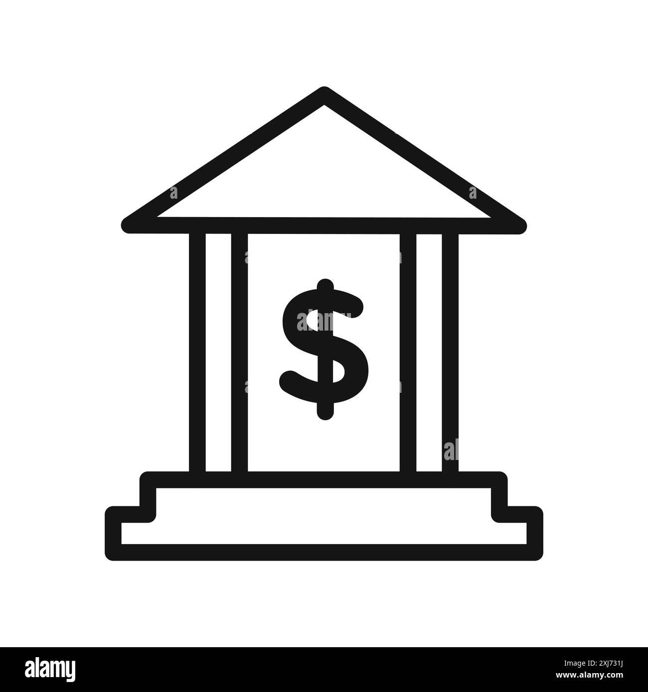 Icona banca linea vettoriale logo marchio o simbolo set stile contorno collezione Illustrazione Vettoriale