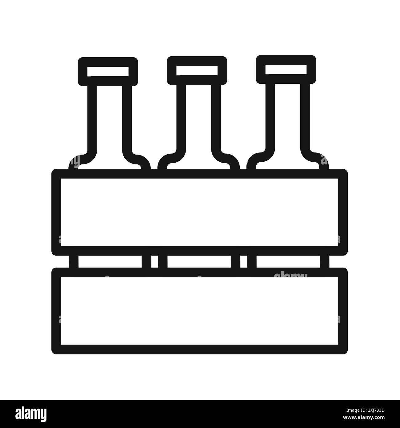 bottiglie di birra nell'icona del cestino linea vettoriale logo o set di simboli stile contorno collezione Illustrazione Vettoriale