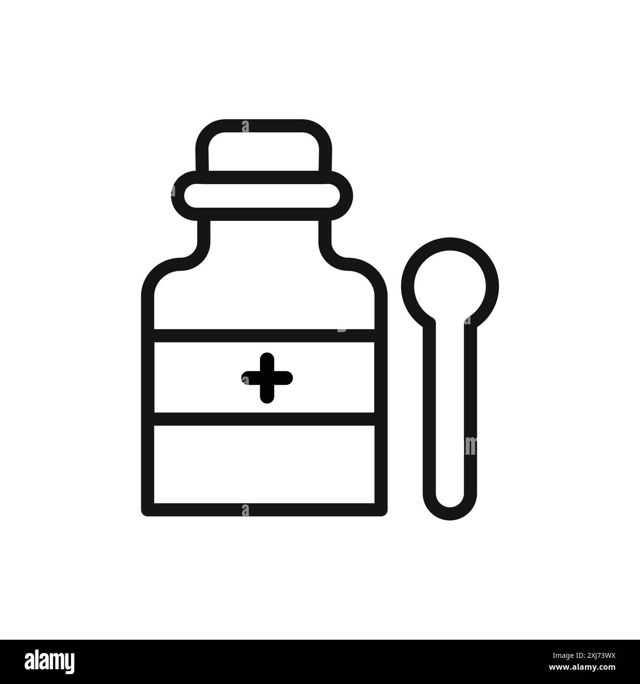 icona sciroppo tosse linea vettoriale logo o set di simboli stile contorno collezione Illustrazione Vettoriale