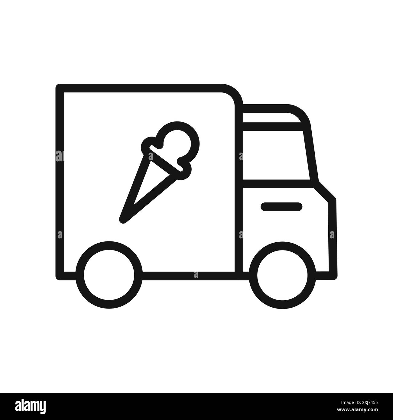 Icona di un furgone gelato linea vettoriale logo o set di simboli stile contorno collezione Illustrazione Vettoriale