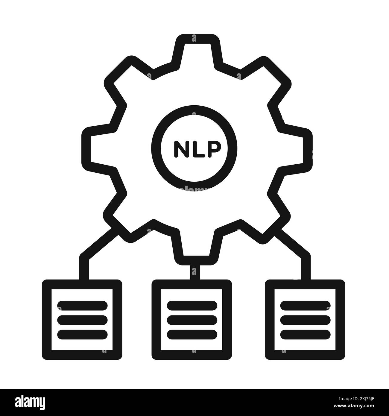 Icona NLP linea vettoriale logo marchio o set di simboli stile contorno collezione Illustrazione Vettoriale