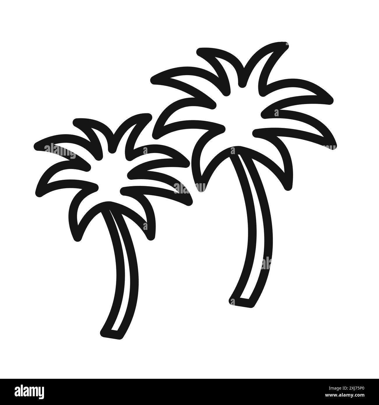 Icona albero di palma linea vettoriale logo marchio o set di simboli stile contorno raccolta Illustrazione Vettoriale