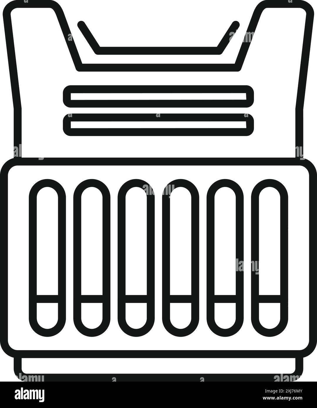 Icona di linea di un giubbotto antiproiettile, un accessorio essenziale per gli agenti di polizia nell'esercizio del loro dovere Illustrazione Vettoriale