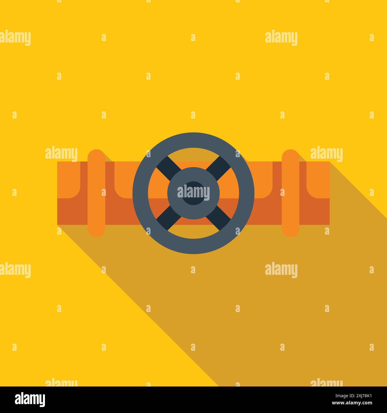 Valvola per tubazioni industriali che regola il flusso di liquido o gas attraverso un tubo Illustrazione Vettoriale