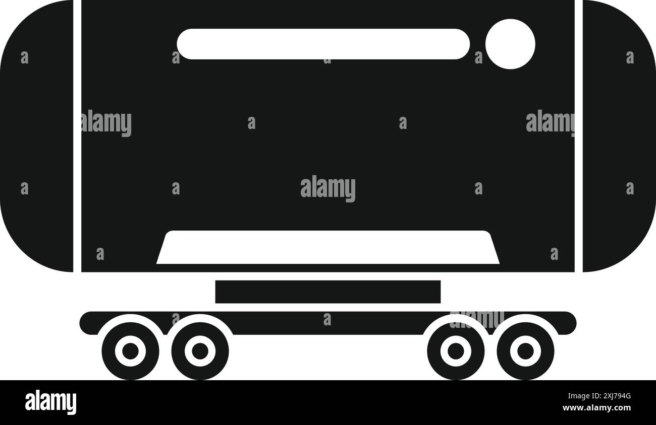 Silhouette nera di un grande rimorchio per il trasporto di latte o olio su strada isolata su sfondo bianco Illustrazione Vettoriale