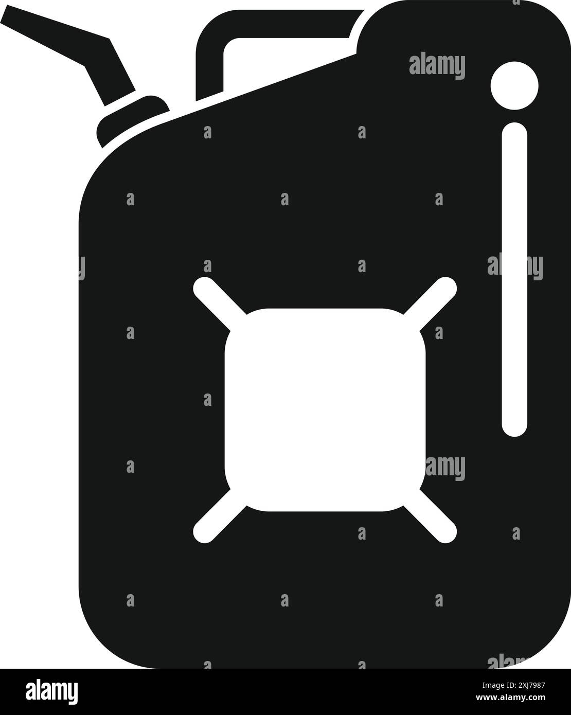 Icona jerrycan nera che rappresenta un contenitore per la conservazione e il trasporto di liquidi infiammabili, sottolineando la sicurezza e l'attenzione Illustrazione Vettoriale