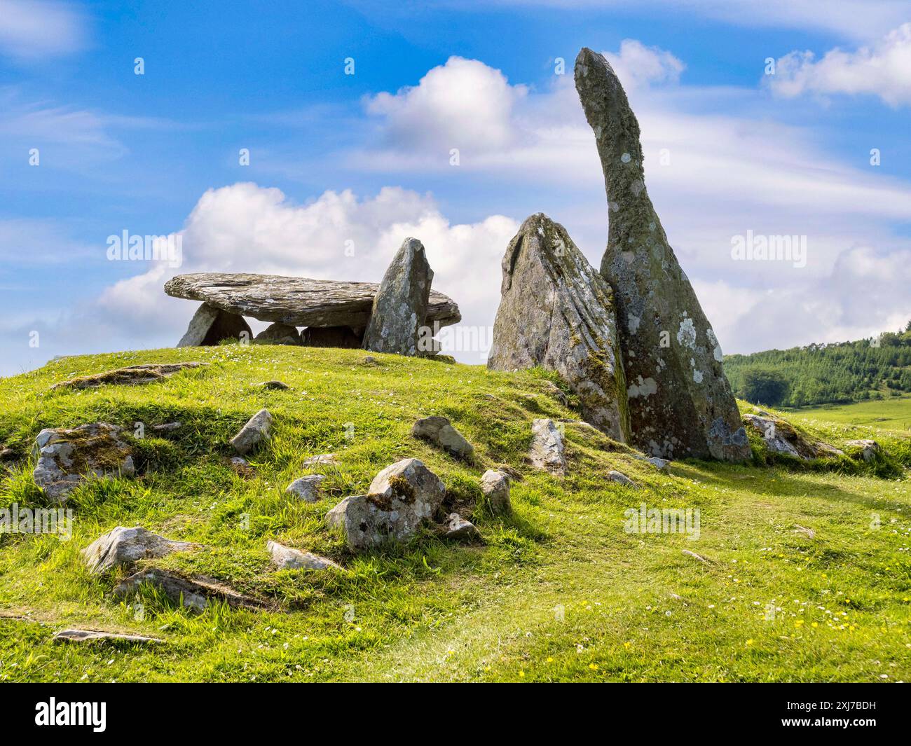 Cairn Holy 2, Dumfries e Galloway, Scozia, una delle due camere funerarie neolitiche costruite circa 6000 anni fa. Scavato nel 1949 da Stuart Piggot ... Foto Stock