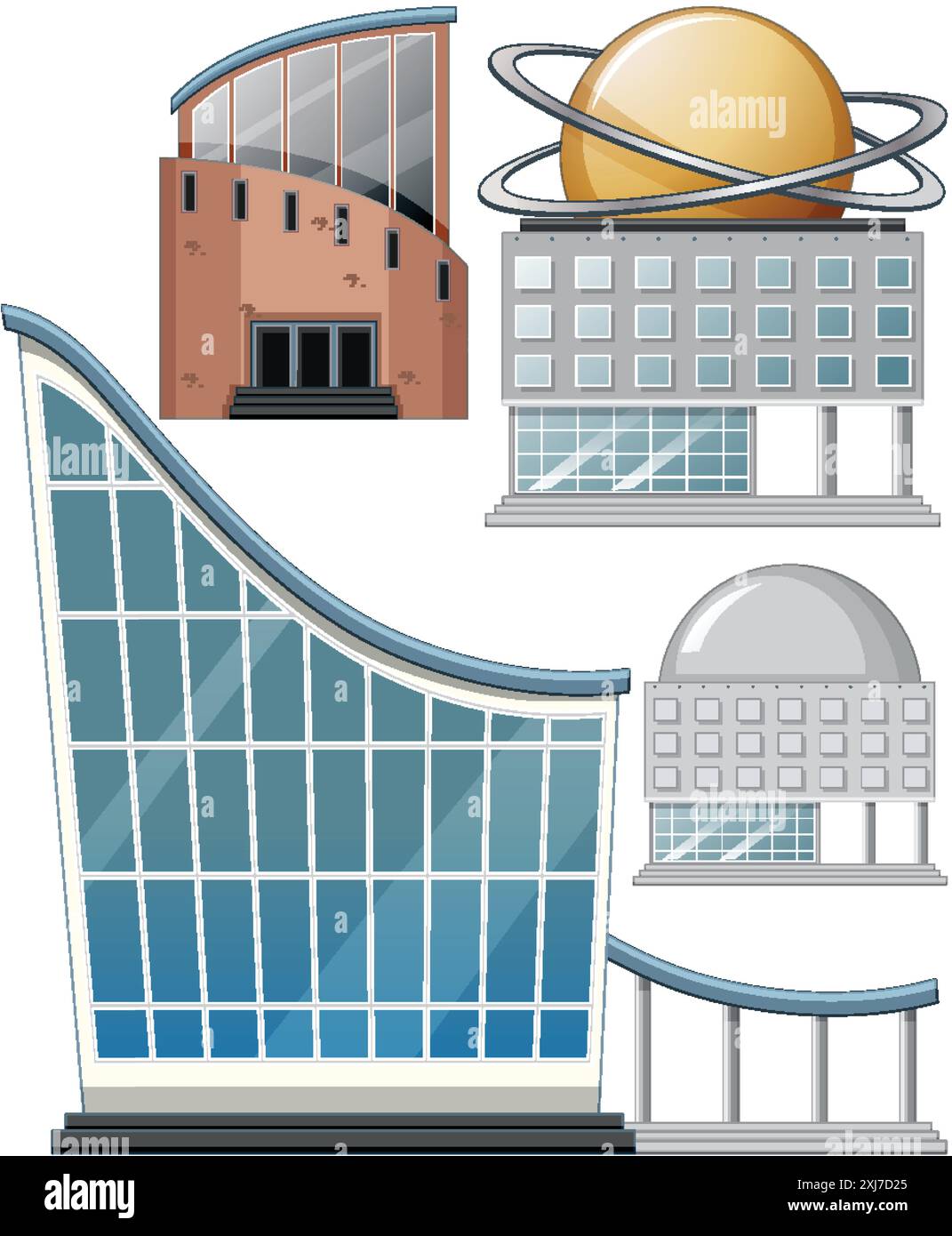 Illustrazione di vari edifici architettonici moderni Illustrazione Vettoriale