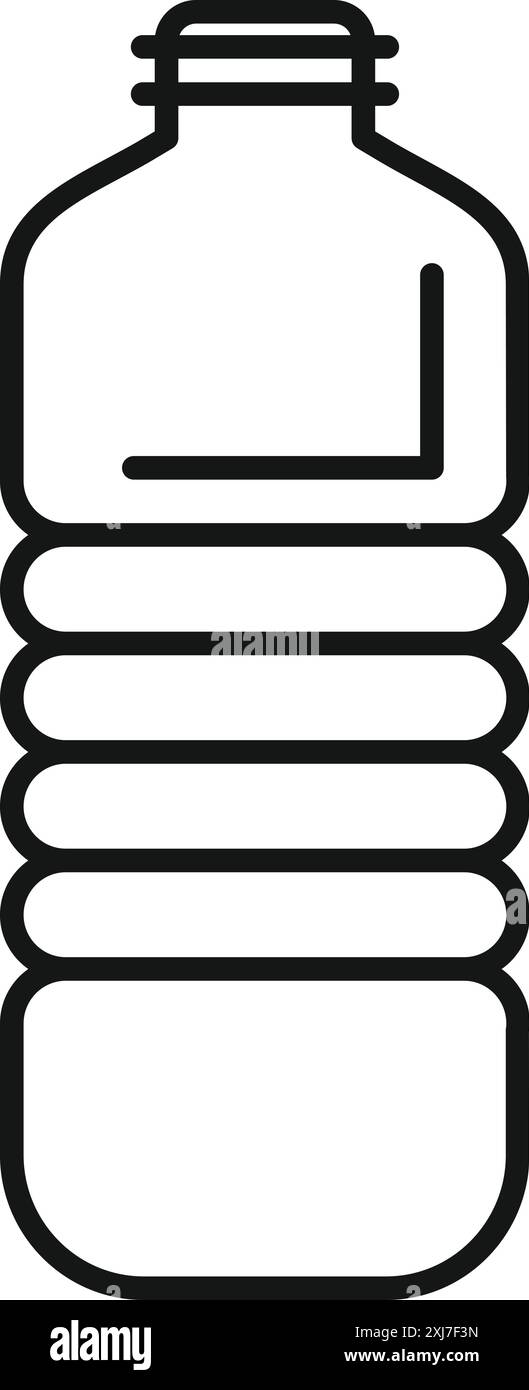 Immagine semplice di un flacone in plastica riutilizzabile con tappo, per conservare acqua o succo, isolato su sfondo bianco Illustrazione Vettoriale