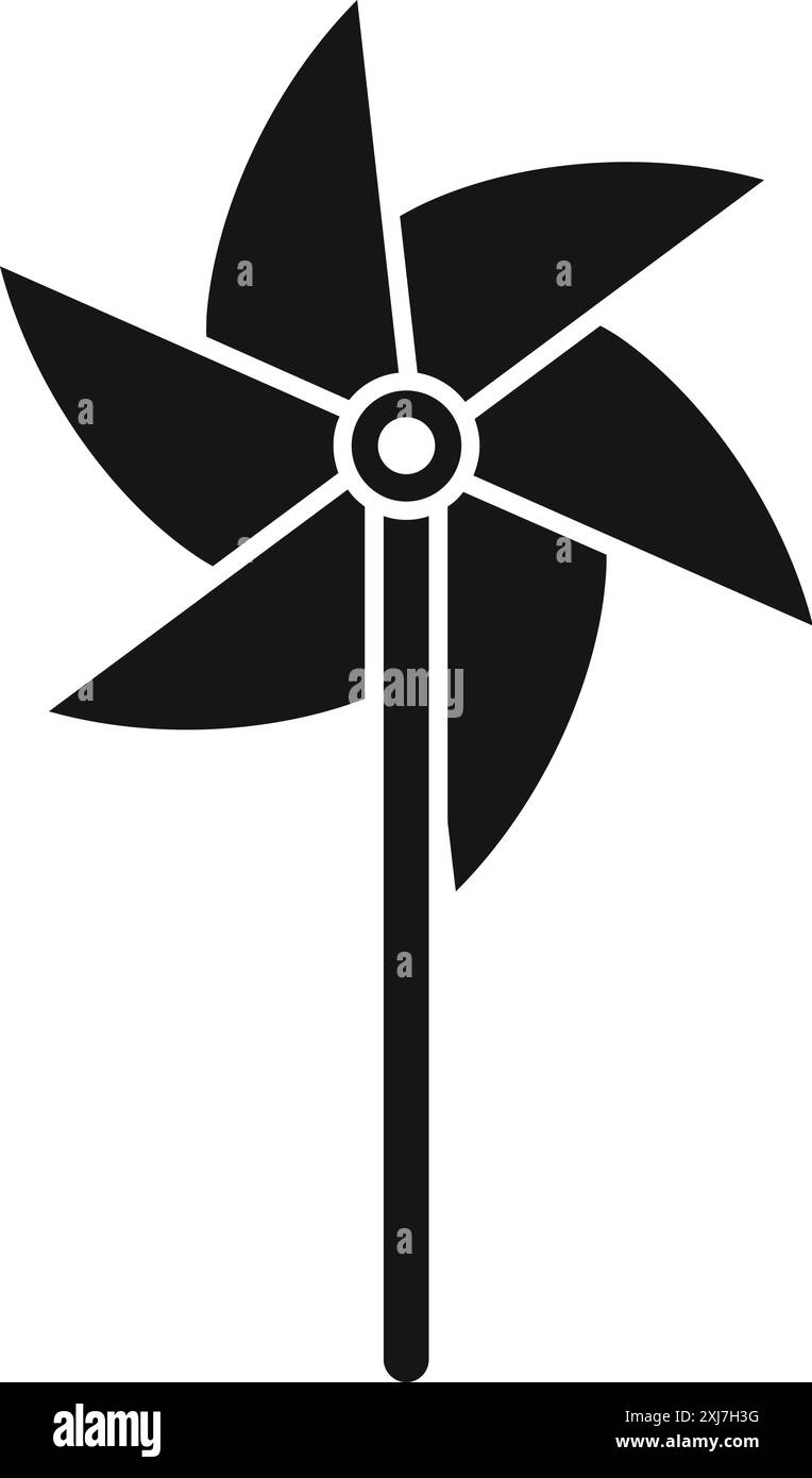 Semplice icona di un giocattolo nero che gira nel vento Illustrazione Vettoriale