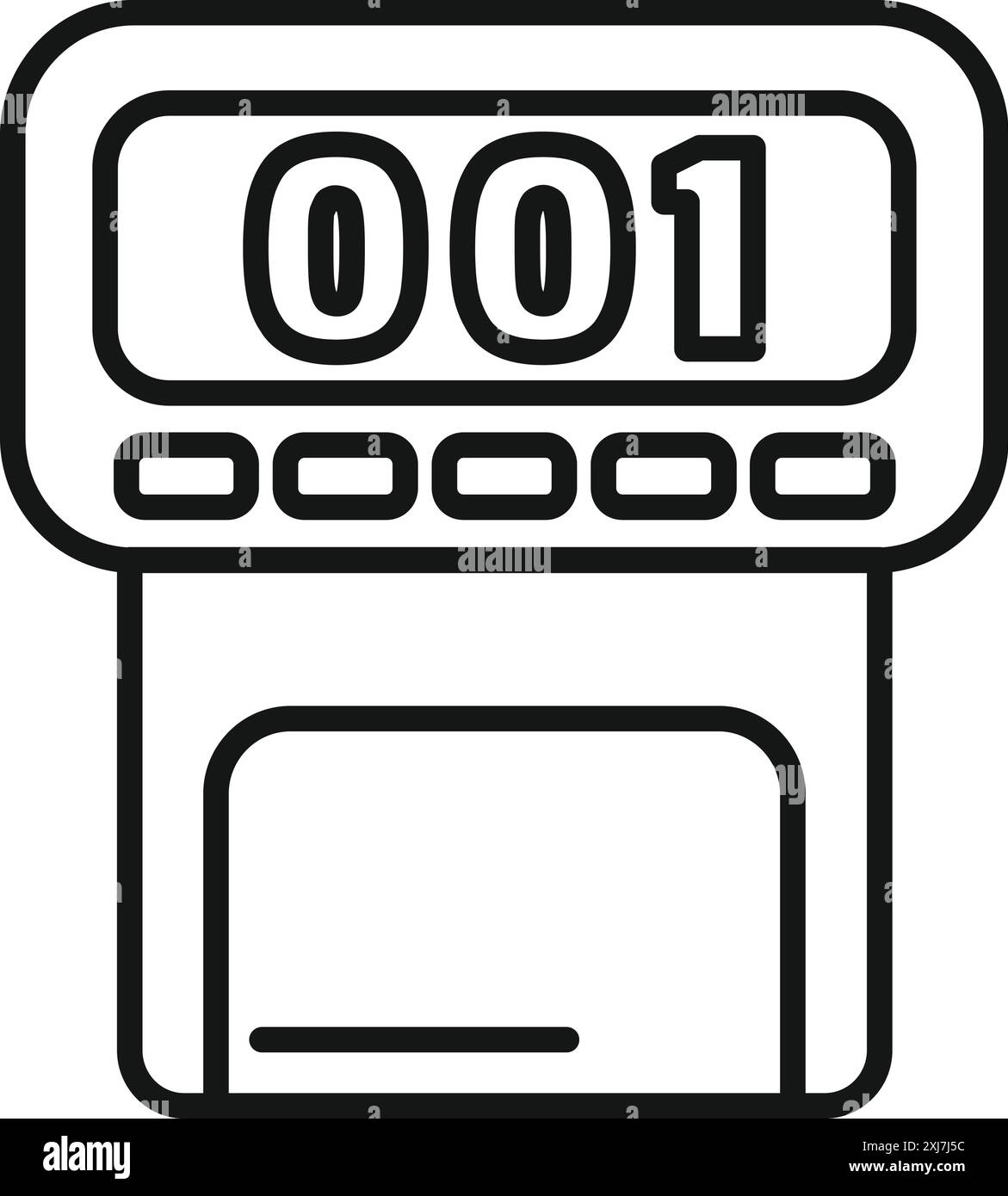 Sistema di gestione elettronica delle code che mostra il numero uno visualizzato sullo schermo lcd Illustrazione Vettoriale